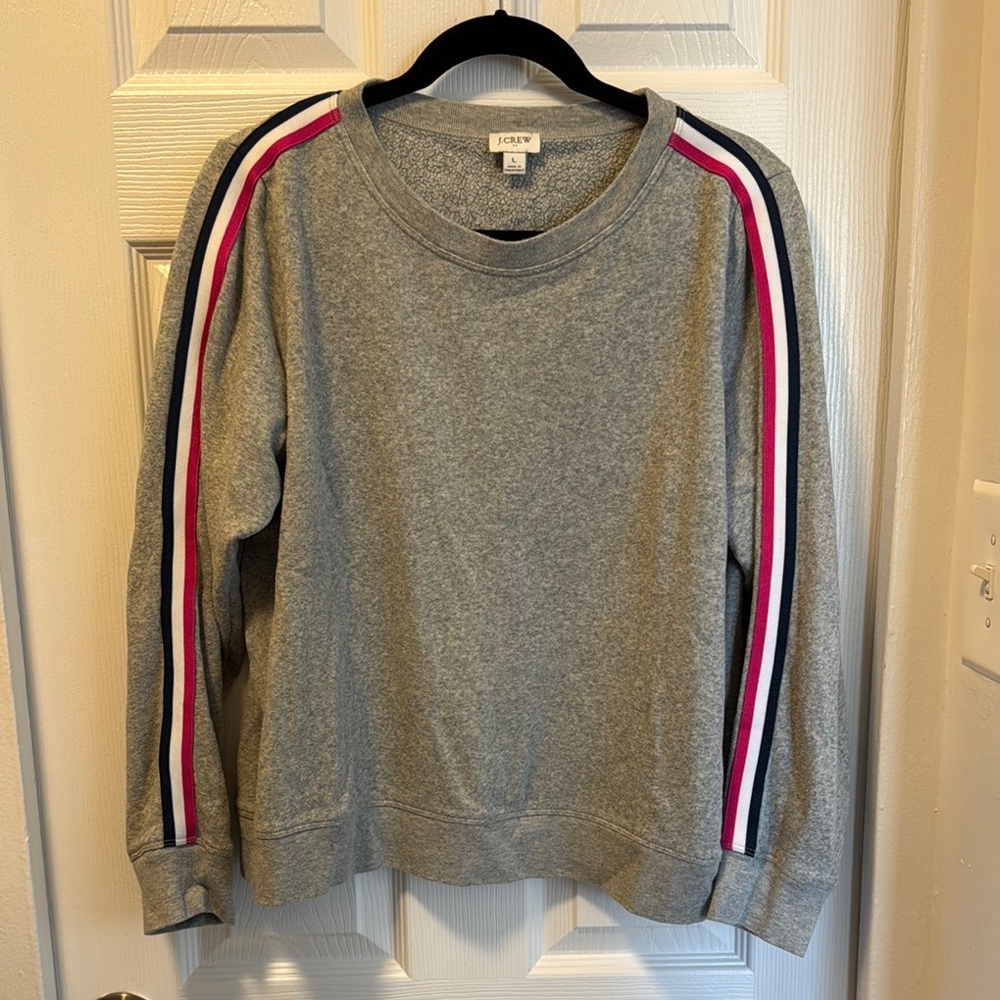J. Crew Gray Sweatshirt with Striped Sleeves